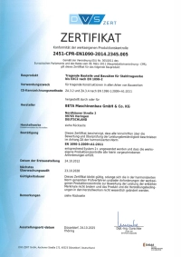 Zertifikat - Tragende Bauteile und Bausätze für Stahtragwerke bis EXC2 nach EN1090-2