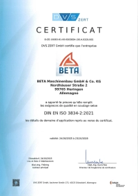 Certificat - DIN EN ISO 3834-2:2021