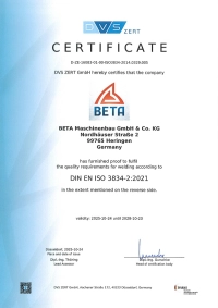 Certificate - DIN EN ISO 3834-2:2021